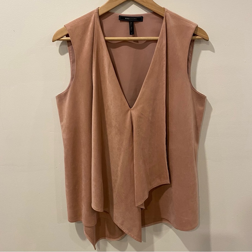 BCBG MaxAzria pink faux suede top